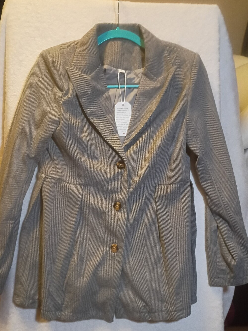 Made With Love Women's Gray Textured Knit Blazer Jacket